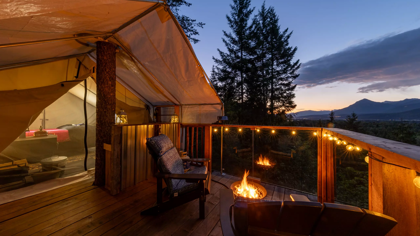 Fir and Feather Treehouse Views Fire