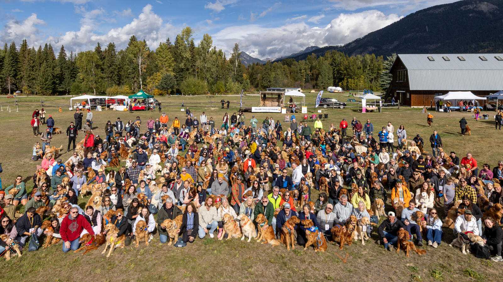 Golden Retrievers and their humans gathered in Golden, BC for the inaugural Golden Tails Gathering